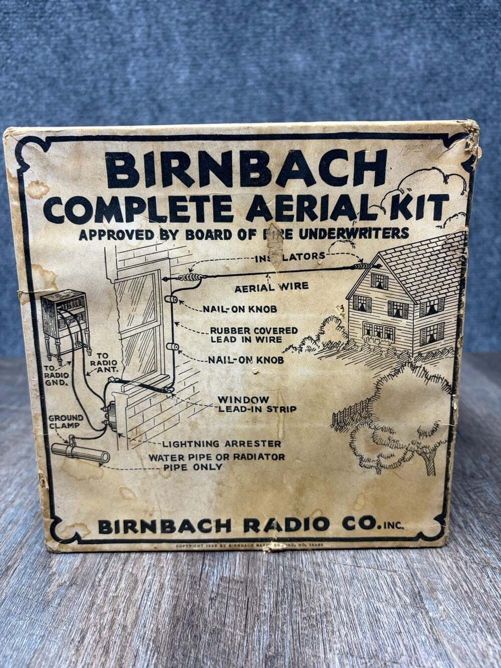 1922 Antique Radio/TV Long Wire Antenna, In Box. Vintage Never Used Parts
